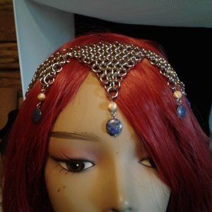 Handmade Chainmail Headpiece Sodalite Net Z403